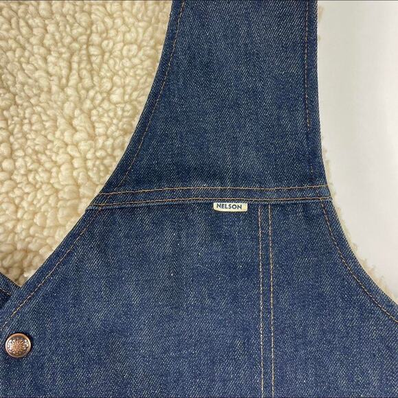 Vintage Nelson Denim 70s Fleece Lined Vest Size XL Western Cowboy Cowgirl - Picture 3 of 7